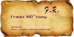 Franke Rázsony névjegykártya